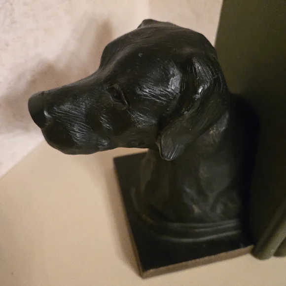 Vintage Dog Bookends Labrador Retriever Heavy Metal Bronze Tone - Picture 12 of 12